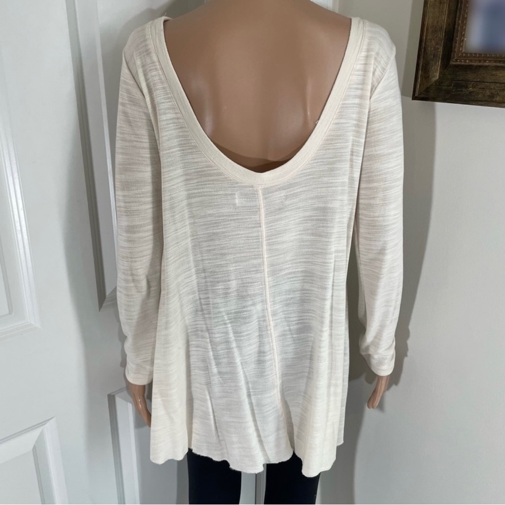 FREE PEOPLE FP Beach White Flowy Dress Top With Low Back & Long Sleeves - Picture 2 of 7